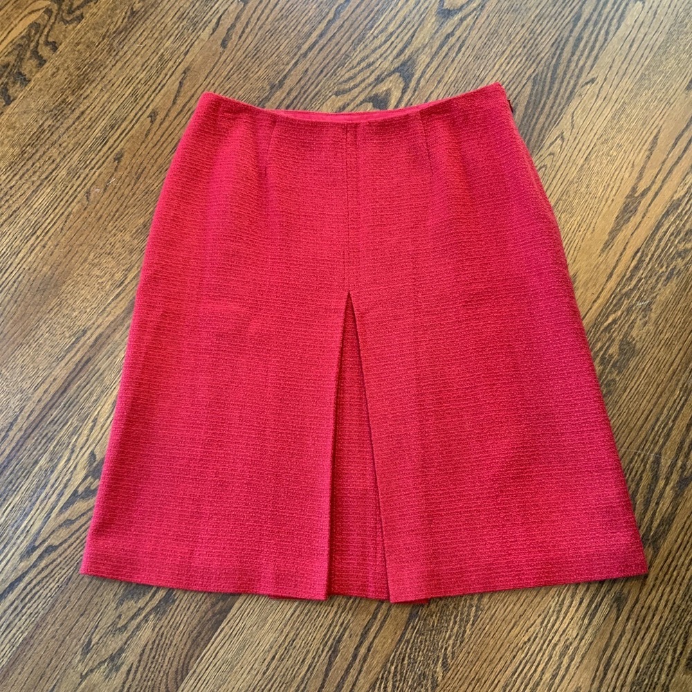 VTG Womens Wool Blend Red Tweed Skirt‎ 12 USA Made Academia School City Mod EUC